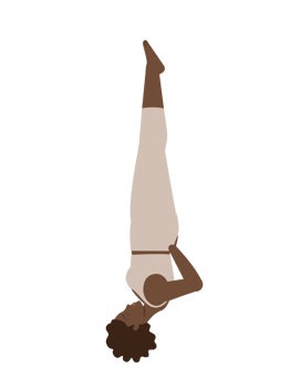 Brown body positive woman doing yoga shoulder stand pose png