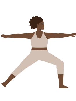 Brown body positive woman doing warrior yoga pose png