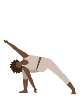 Brown body positive woman doing extended side angle yoga pose png