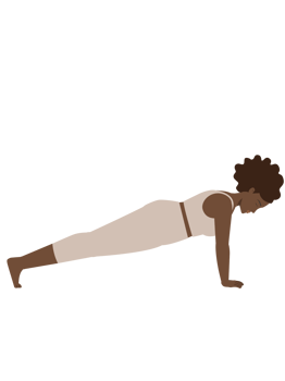 Brown body positive woman doing yoga plank pose png