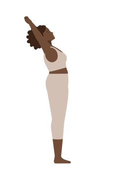 Brown body positive woman doing palm tree yoga pose png