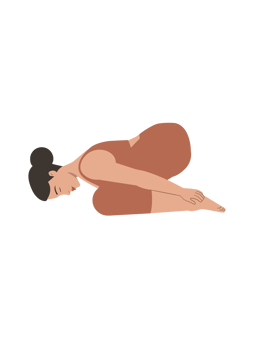 White body positive woman doing yoga balasana pose png