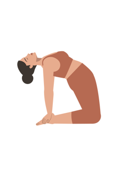 White body positive woman doing yoga camel pose png