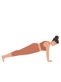 White body positive woman doing yoga plank pose png