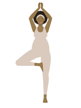 Brown pregnant woman doing yoga tree pose png