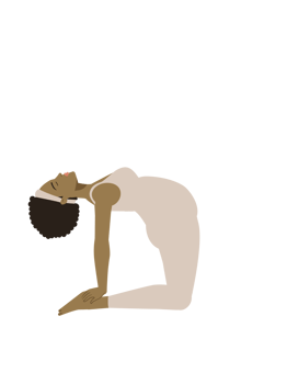 Brown pregnant woman doing camel yoga pose png