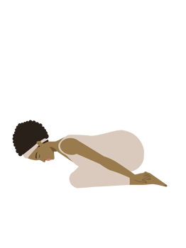 Brown pregnant woman doing balasana yoga pose png