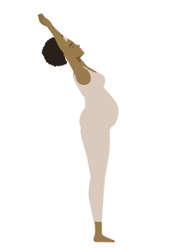 Brown pregnant woman doing yoga palm tree pose png