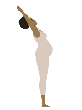 Brown pregnant woman doing palm tree yoga pose png