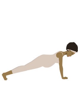 Brown pregnant woman doing plank yoga pose png