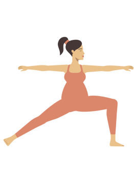White pregnant woman doing warrior II yoga pose png