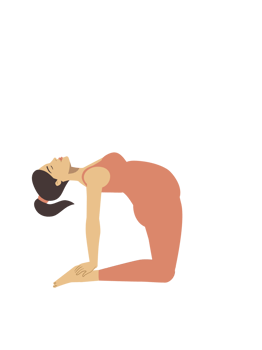 White woman doing camel yoga pose png