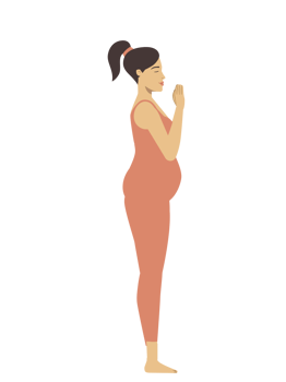 White pregnant woman doing tadasana yoga pose png