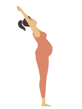 White pregnant woman doing urdvha yoga pose png
