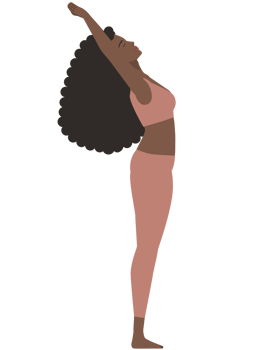 Brown woman doing back bend yoga pose png