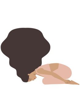 White woman doing yoga balasana pose png