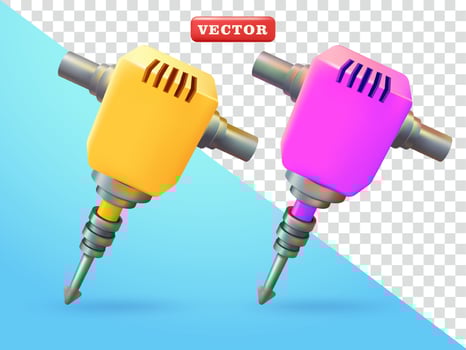 Jackhammer, 3d . Suitable for industrial and design elements vector