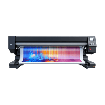 A large format printer with a colorful image on it png