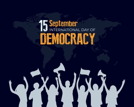 International Day of Democracy. 15 September. Template for background with banner, poster and card. Flat illustration. Flat design vector