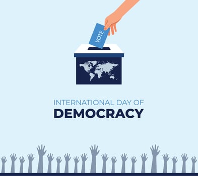 International Day of Democracy. 15 September. Holiday concept. Template for background with banner, poster and card. Flat illustration. Flat design vector
