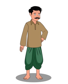 Indian village man catoon character design vector
