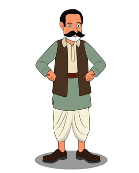 Indian village rich man catoon character design vector