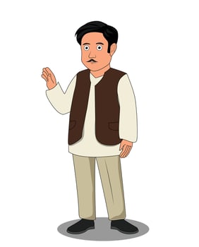 Indian village rich man catoon character design vector