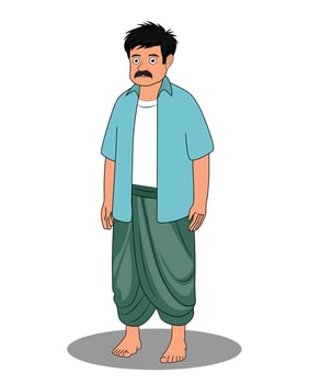 Indian village man catoon character design vector