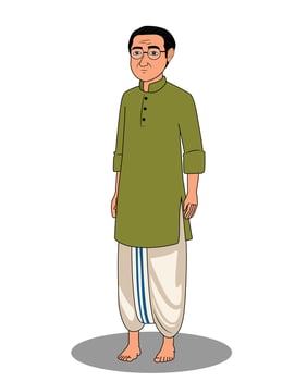 Indian village man catoon character design vector