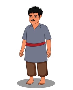 Indian village man catoon character design for 2d animation vector