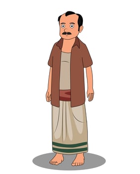 Indian village poor man catoon character design for 2d animation vector