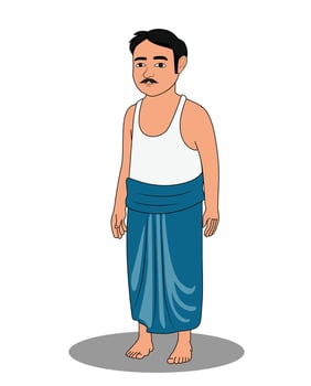 Indian village poor man catoon character design for 2d animation vector