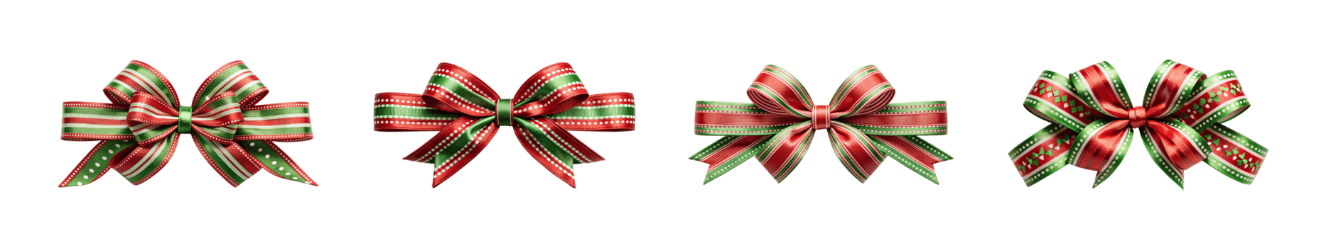 Set Christmas bows collection isolated transparent png
