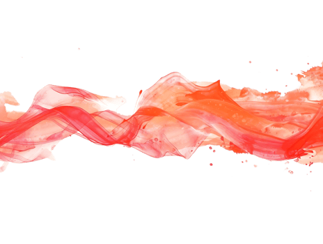 Abstract Red and Orange Watercolor Waves Flowing on a Transparent Background png