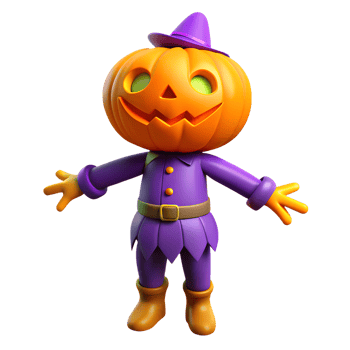 Creepy straw scarecrow with pumpkin head. Halloween concept design element png