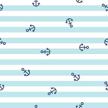 Seamless anchor pattern on navy white and blue background vector