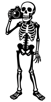 A skeleton holding a camera png