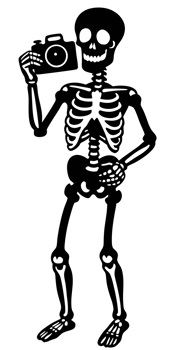 A big skeleton photographer for halloween cutouts png