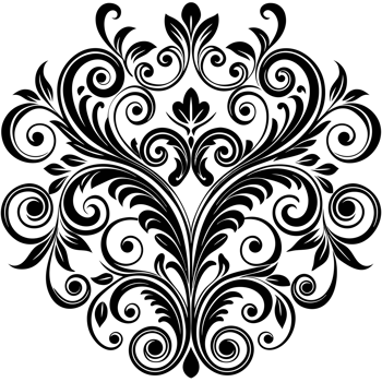 A black and white design with swirls png