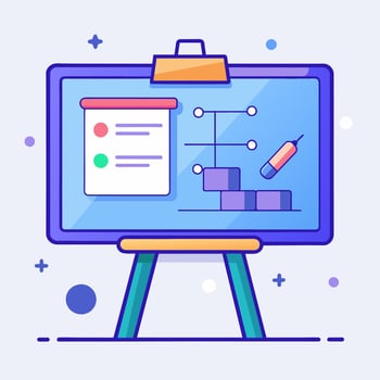 A board with a chart and a clipboard on it vector