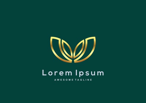 Luxury Leaf gold color logo template vector