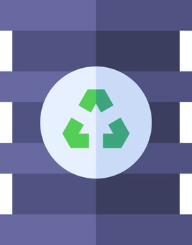 A flat icon of a recycling symbol on a striped background vector