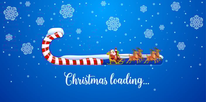 Christmas loading bar candy cane and Santa sleigh vector
