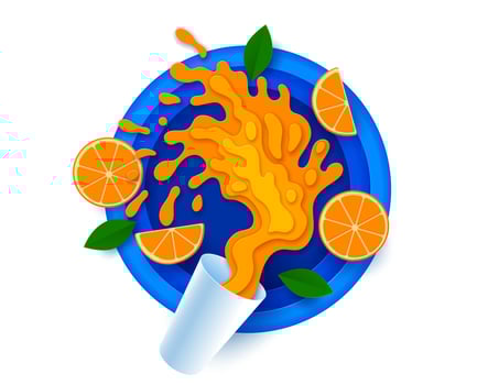 Paper cut orange juice or smoothie flow splash vector