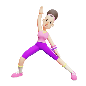 3D Model Yoga Girl. Cartoon Character Performing Side Stretch png