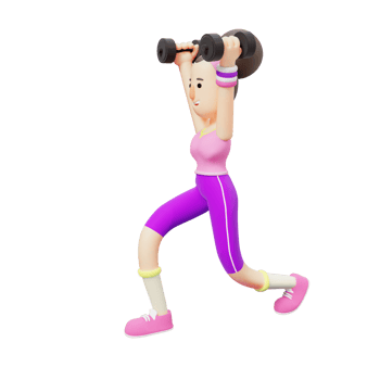 Girl Doing Yoga. Cartoon Character Doing Side Stretch. 3D Cartoon Style png