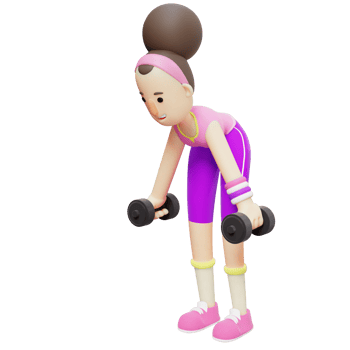 3D Yoga Poses Girl. Cartoon Character Performing Dumbbell Deadlift Exercise. Cartoon Character png