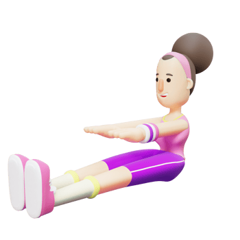 Cartoon Character Performing V-Sit Exercise. Yoga Girl png