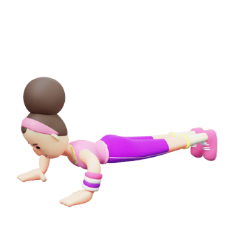 Yoga Girl Cartoon. Cartoon Character Performing Push-Up. 3D Characterization png