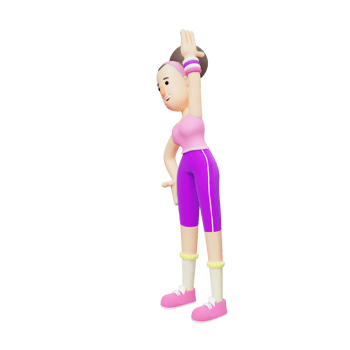 3D Illustrated Yoga Practitioner. Cartoon Character Doing Weighted Lunges. Cartoon Girl png